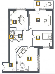 Трёхкомнатная квартира 76.47 м²