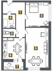 Двухкомнатная квартира 54.42 м²