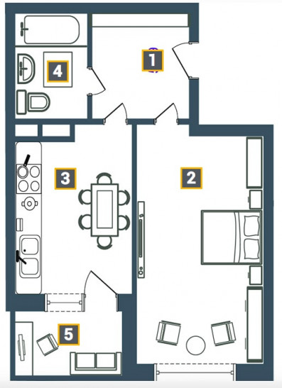 Однокомнатная квартира 39.07 м²