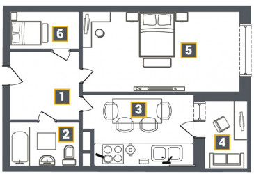 Однокомнатная квартира 36.69 м²