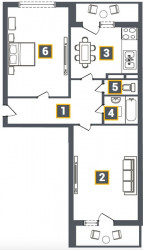 Двухкомнатная квартира 64.06 м²